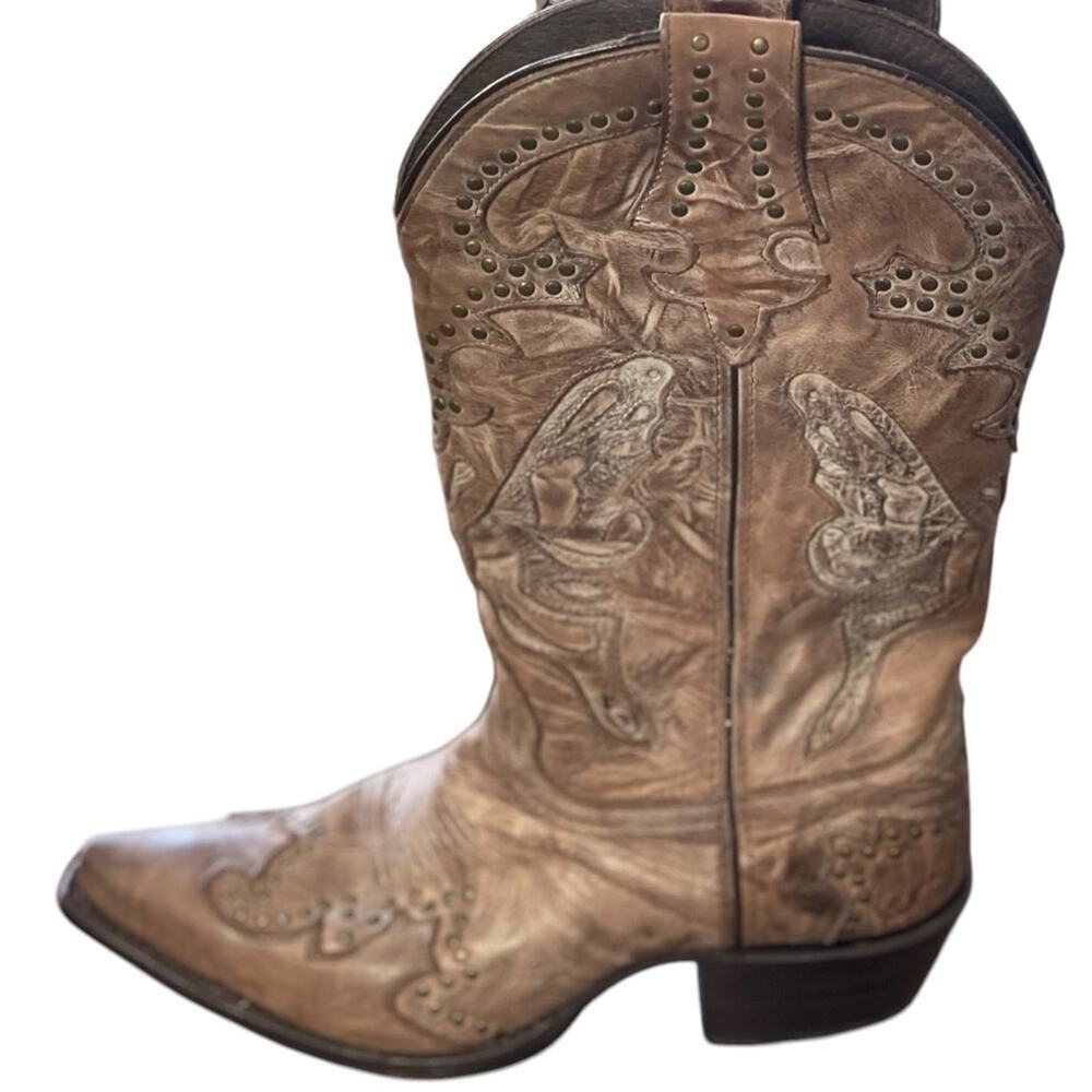 Sonora Riley Distressed Leather Butterfly Western Boots, Cowgirl, Festival, 8B - Picture 7 of 13